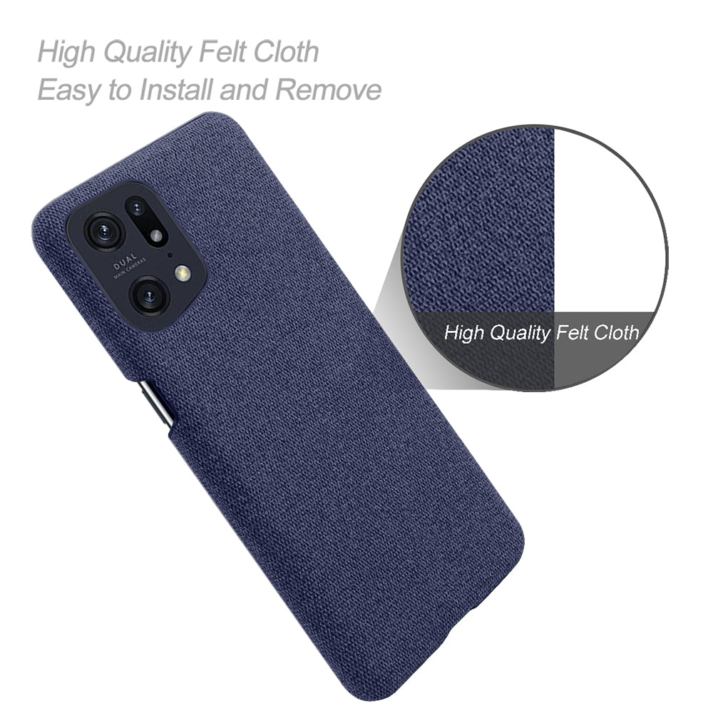 Slim Phone Case for Oppo Find X5 Pro Solid Color Cloth Texture + PC Protector Heat Dissipation Incomplete Covering Back Shell