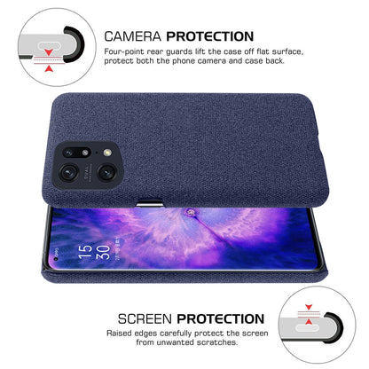 Slim Phone Case for Oppo Find X5 Pro Solid Color Cloth Texture + PC Protector Heat Dissipation Incomplete Covering Back Shell