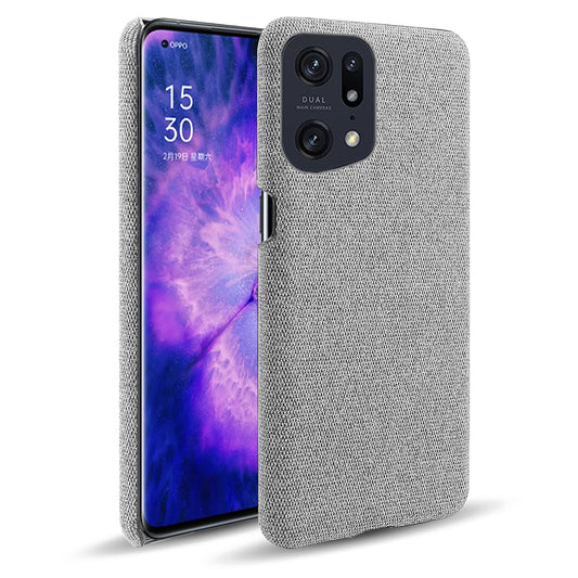 Slim Phone Case for Oppo Find X5 Pro Solid Color Cloth Texture + PC Protector Heat Dissipation Incomplete Covering Back Shell