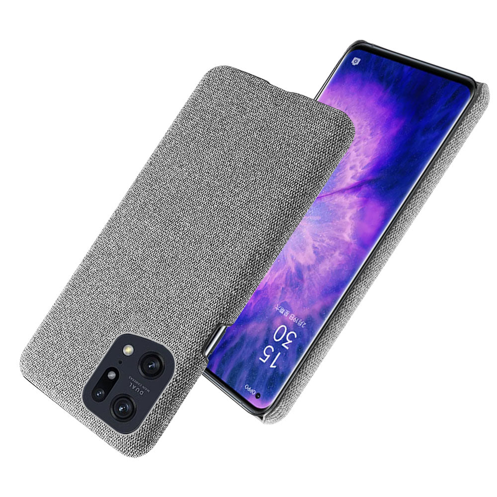 Slim Phone Case for Oppo Find X5 Pro Solid Color Cloth Texture + PC Protector Heat Dissipation Incomplete Covering Back Shell