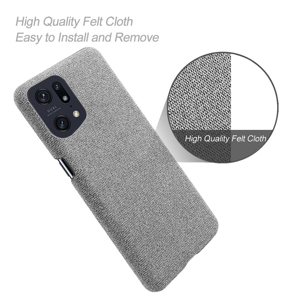 Slim Phone Case for Oppo Find X5 Pro Solid Color Cloth Texture + PC Protector Heat Dissipation Incomplete Covering Back Shell