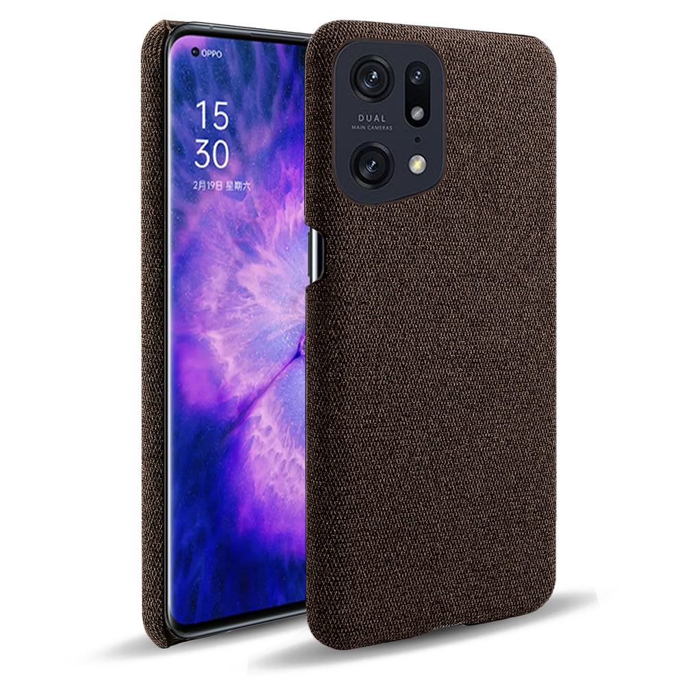 Slim Phone Case for Oppo Find X5 Pro Solid Color Cloth Texture + PC Protector Heat Dissipation Incomplete Covering Back Shell