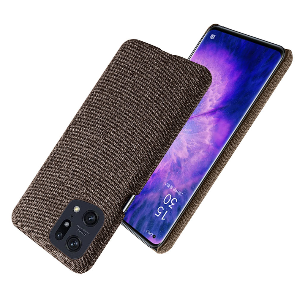 Slim Phone Case for Oppo Find X5 Pro Solid Color Cloth Texture + PC Protector Heat Dissipation Incomplete Covering Back Shell