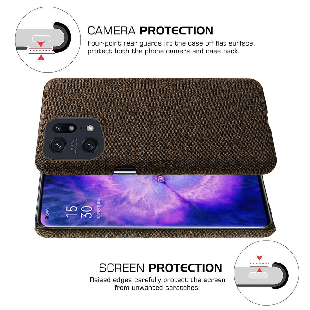 Slim Phone Case for Oppo Find X5 Pro Solid Color Cloth Texture + PC Protector Heat Dissipation Incomplete Covering Back Shell