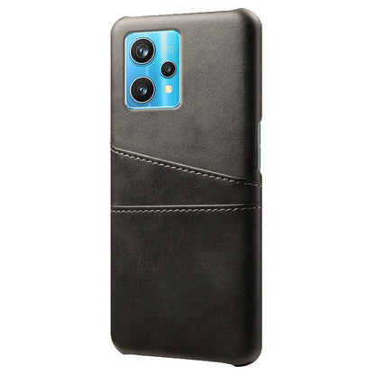 For Realme 9 Pro+ Double Protection PU Leather Coated Hard PC Cover Two Card Slots Phone Protective Shell