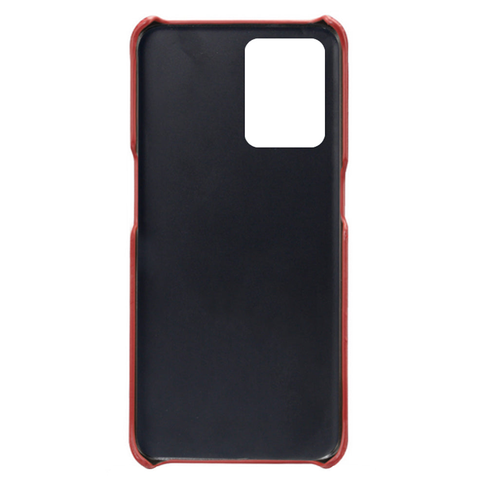 For Realme 9 Pro+ Double Protection PU Leather Coated Hard PC Cover Two Card Slots Phone Protective Shell