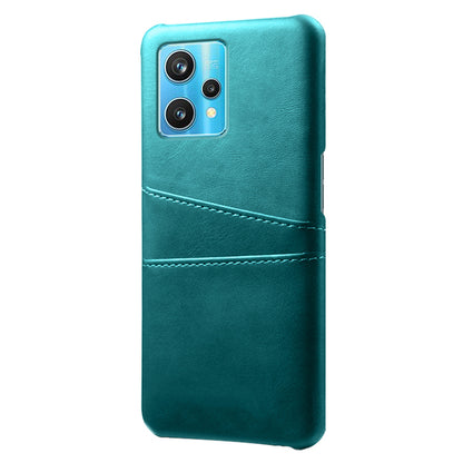 For Realme 9 Pro+ Double Protection PU Leather Coated Hard PC Cover Two Card Slots Phone Protective Shell