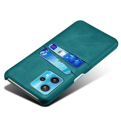 For Realme 9 Pro+ Double Protection PU Leather Coated Hard PC Cover Two Card Slots Phone Protective Shell