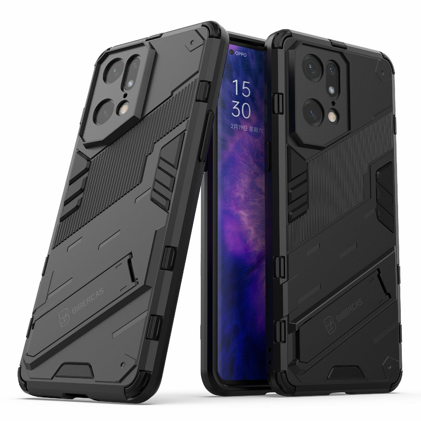 For Oppo Find X5 Pro Shockproof Anti-drop Kickstand Function Hard PC + Soft TPU Cell Phone Case Cover