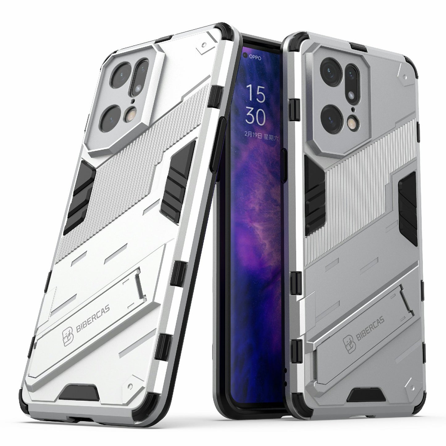 For Oppo Find X5 Pro Shockproof Anti-drop Kickstand Function Hard PC + Soft TPU Cell Phone Case Cover