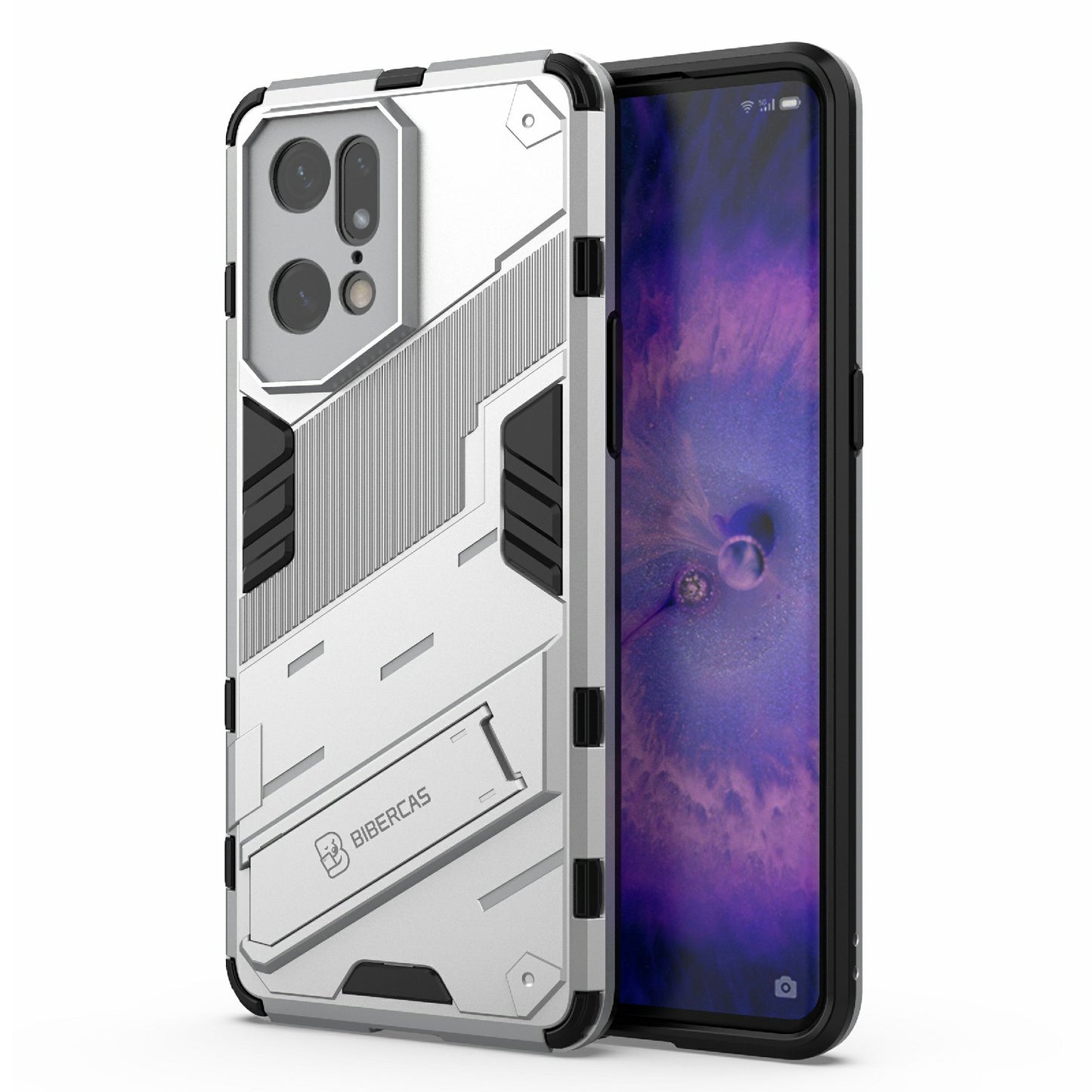 For Oppo Find X5 Pro Shockproof Anti-drop Kickstand Function Hard PC + Soft TPU Cell Phone Case Cover