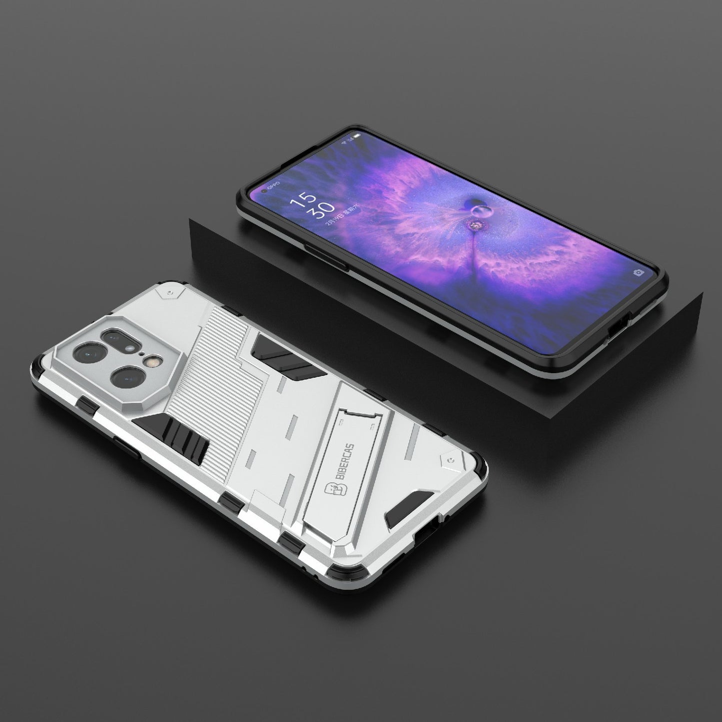 For Oppo Find X5 Pro Shockproof Anti-drop Kickstand Function Hard PC + Soft TPU Cell Phone Case Cover