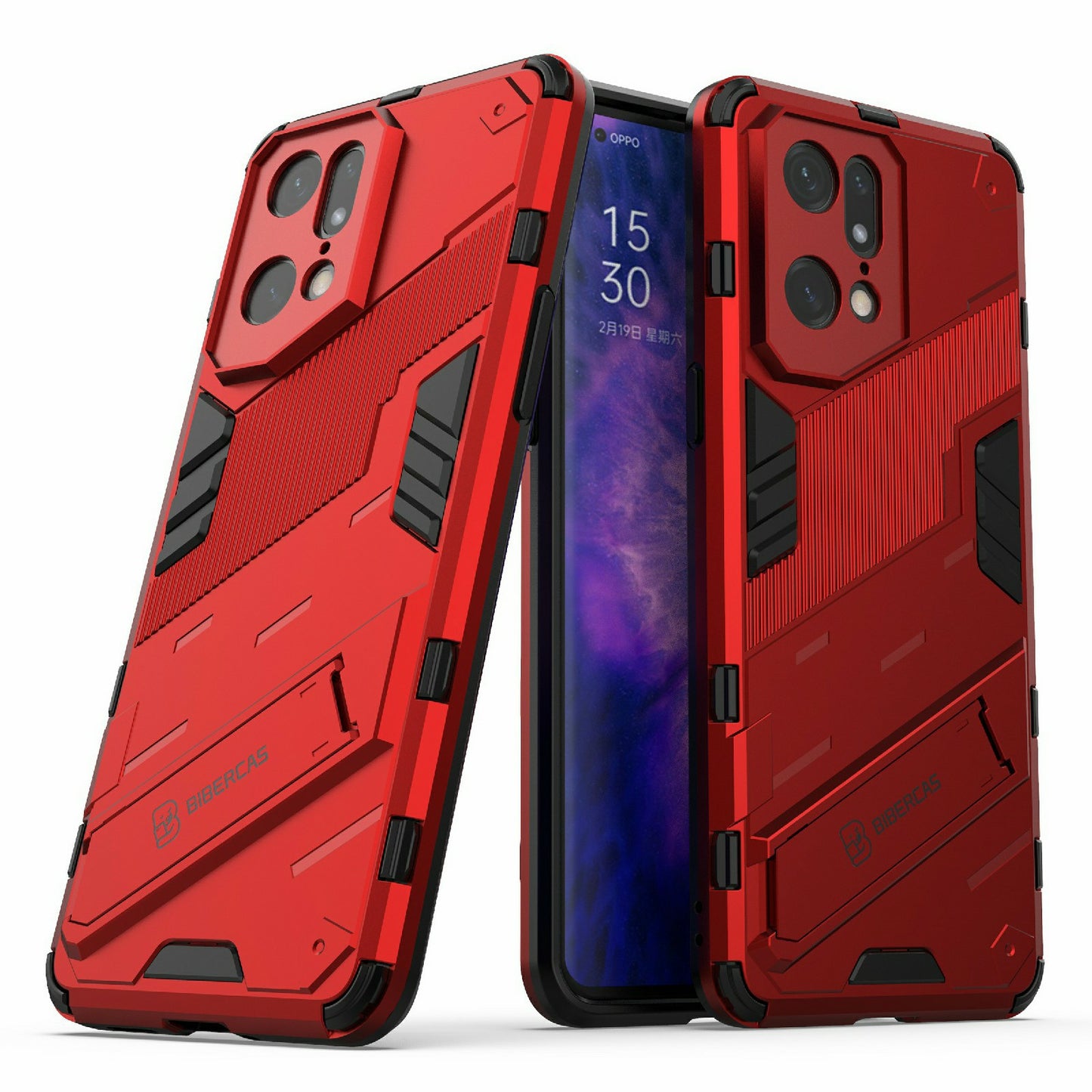 For Oppo Find X5 Pro Shockproof Anti-drop Kickstand Function Hard PC + Soft TPU Cell Phone Case Cover