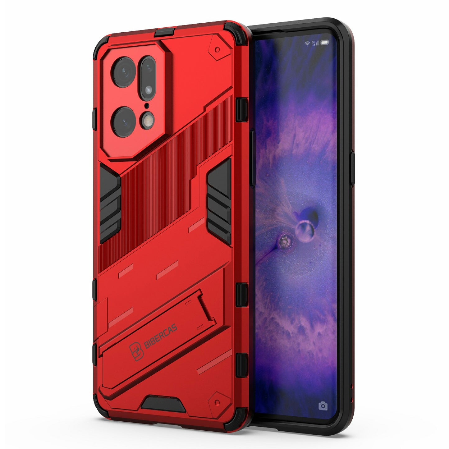 For Oppo Find X5 Pro Shockproof Anti-drop Kickstand Function Hard PC + Soft TPU Cell Phone Case Cover