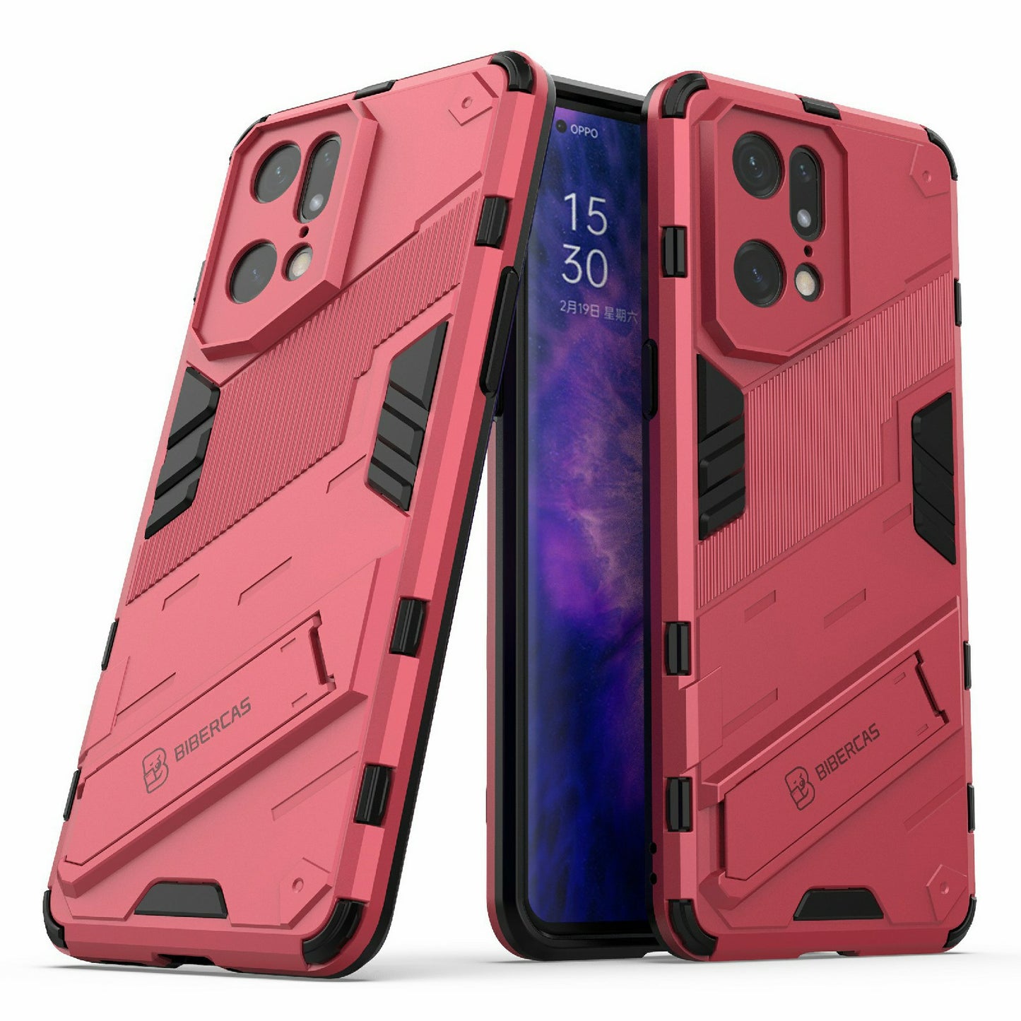 For Oppo Find X5 Pro Shockproof Anti-drop Kickstand Function Hard PC + Soft TPU Cell Phone Case Cover