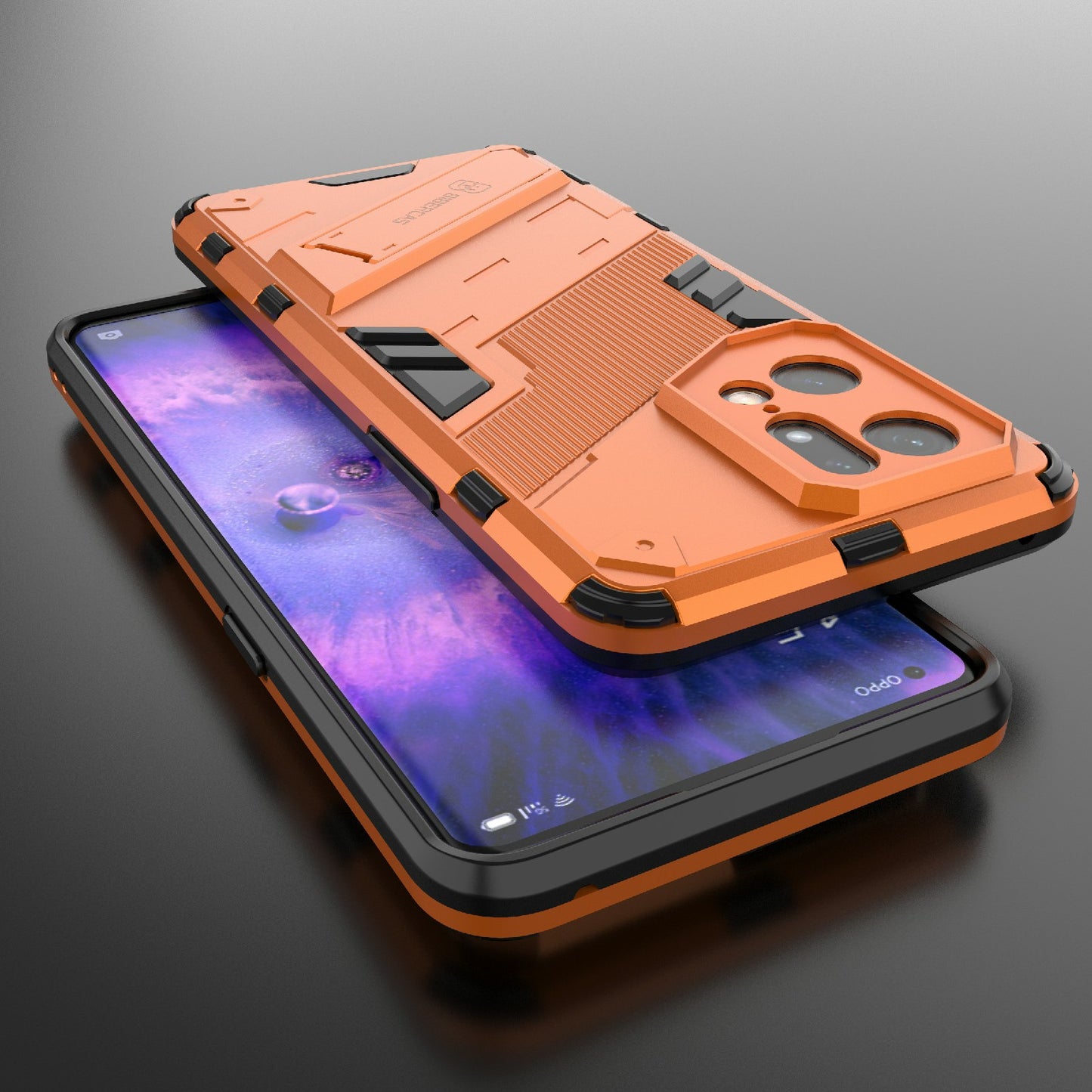 For Oppo Find X5 Pro Shockproof Anti-drop Kickstand Function Hard PC + Soft TPU Cell Phone Case Cover