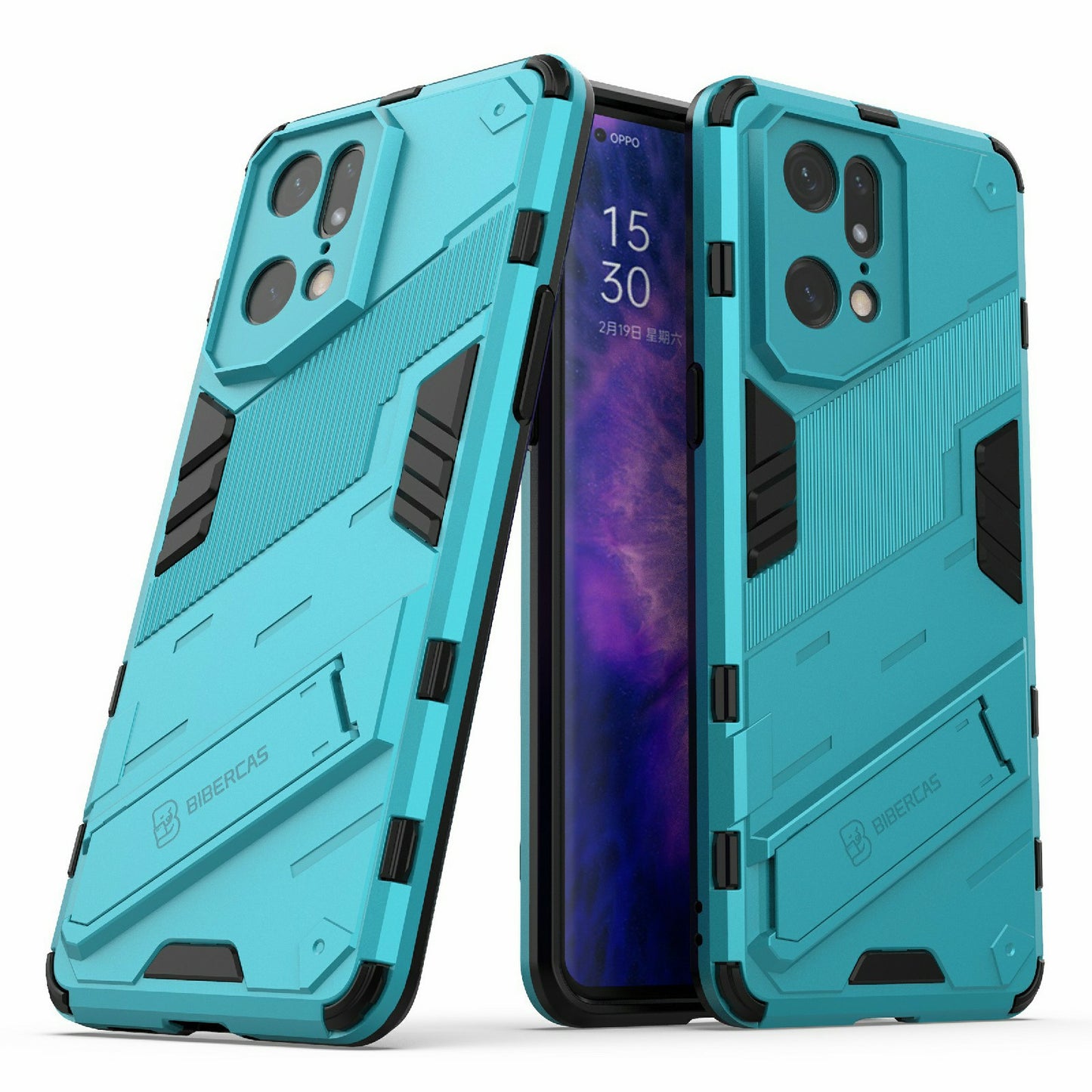 For Oppo Find X5 Pro Shockproof Anti-drop Kickstand Function Hard PC + Soft TPU Cell Phone Case Cover