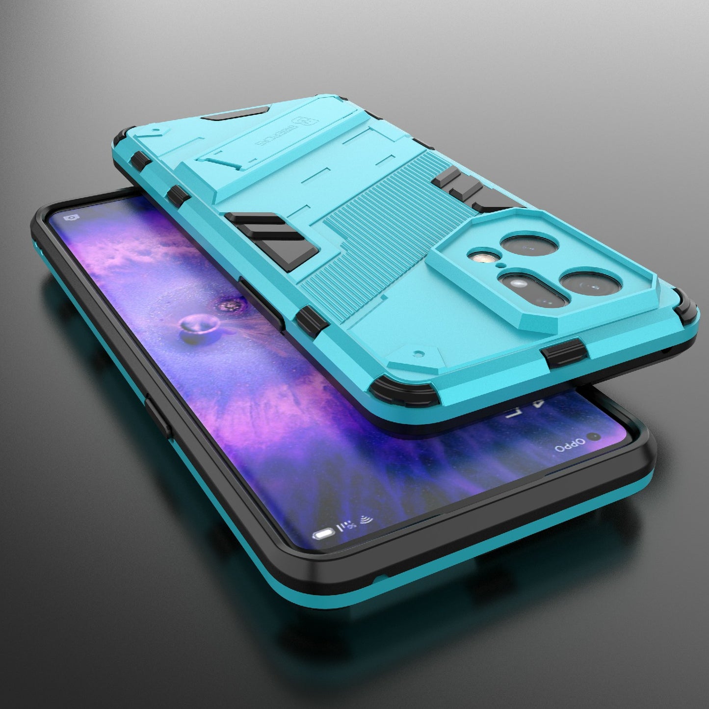 For Oppo Find X5 Pro Shockproof Anti-drop Kickstand Function Hard PC + Soft TPU Cell Phone Case Cover