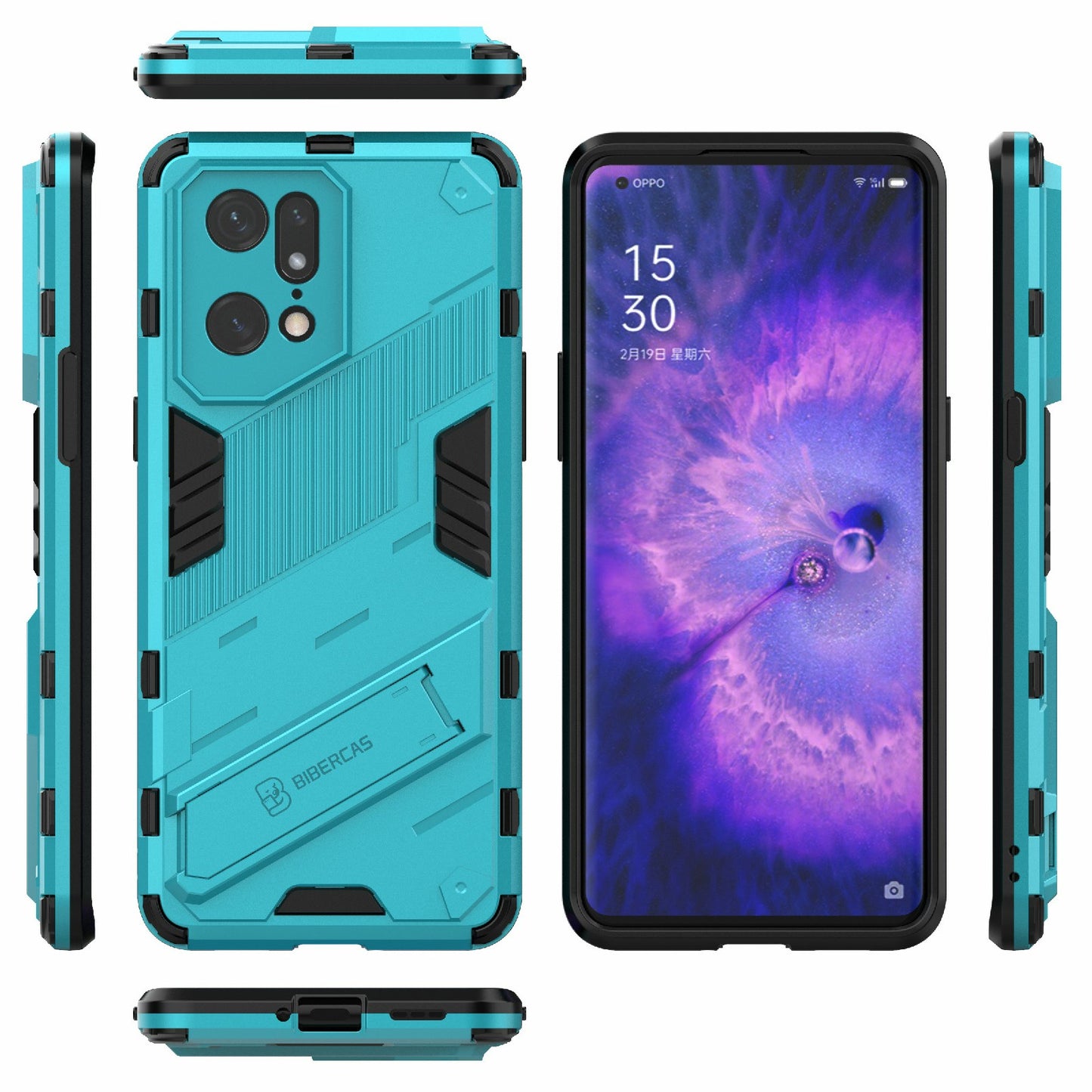 For Oppo Find X5 Pro Shockproof Anti-drop Kickstand Function Hard PC + Soft TPU Cell Phone Case Cover