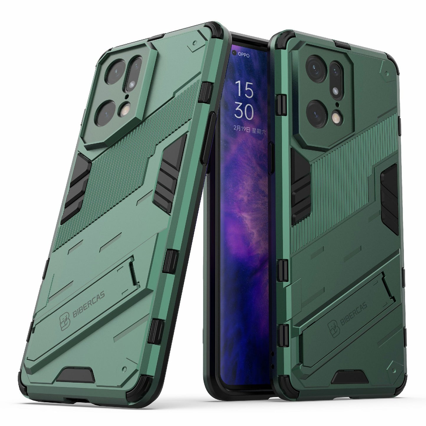 For Oppo Find X5 Pro Shockproof Anti-drop Kickstand Function Hard PC + Soft TPU Cell Phone Case Cover