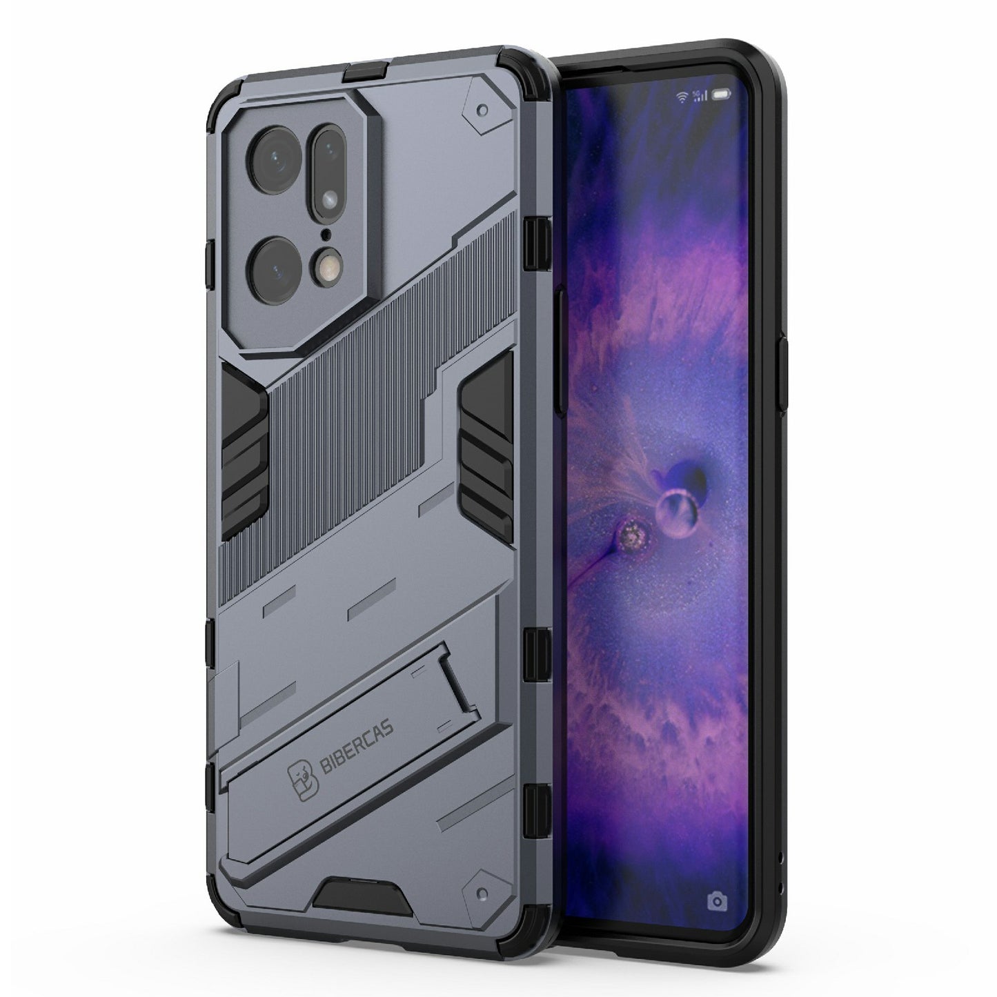 For Oppo Find X5 Pro Shockproof Anti-drop Kickstand Function Hard PC + Soft TPU Cell Phone Case Cover