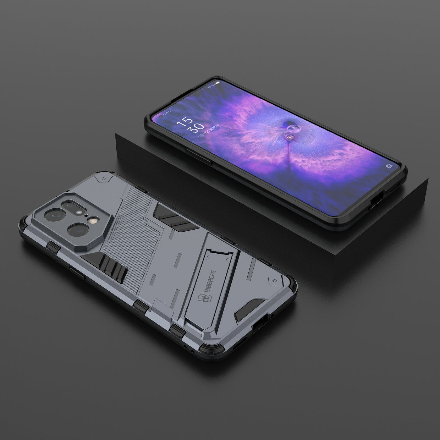 For Oppo Find X5 Pro Shockproof Anti-drop Kickstand Function Hard PC + Soft TPU Cell Phone Case Cover