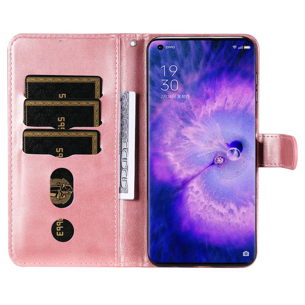 For Oppo Find X5 Magnetic Clasp Zipper Purse PU Leather Wallet Case Inner TPU Shockproof Stand Phone Cover