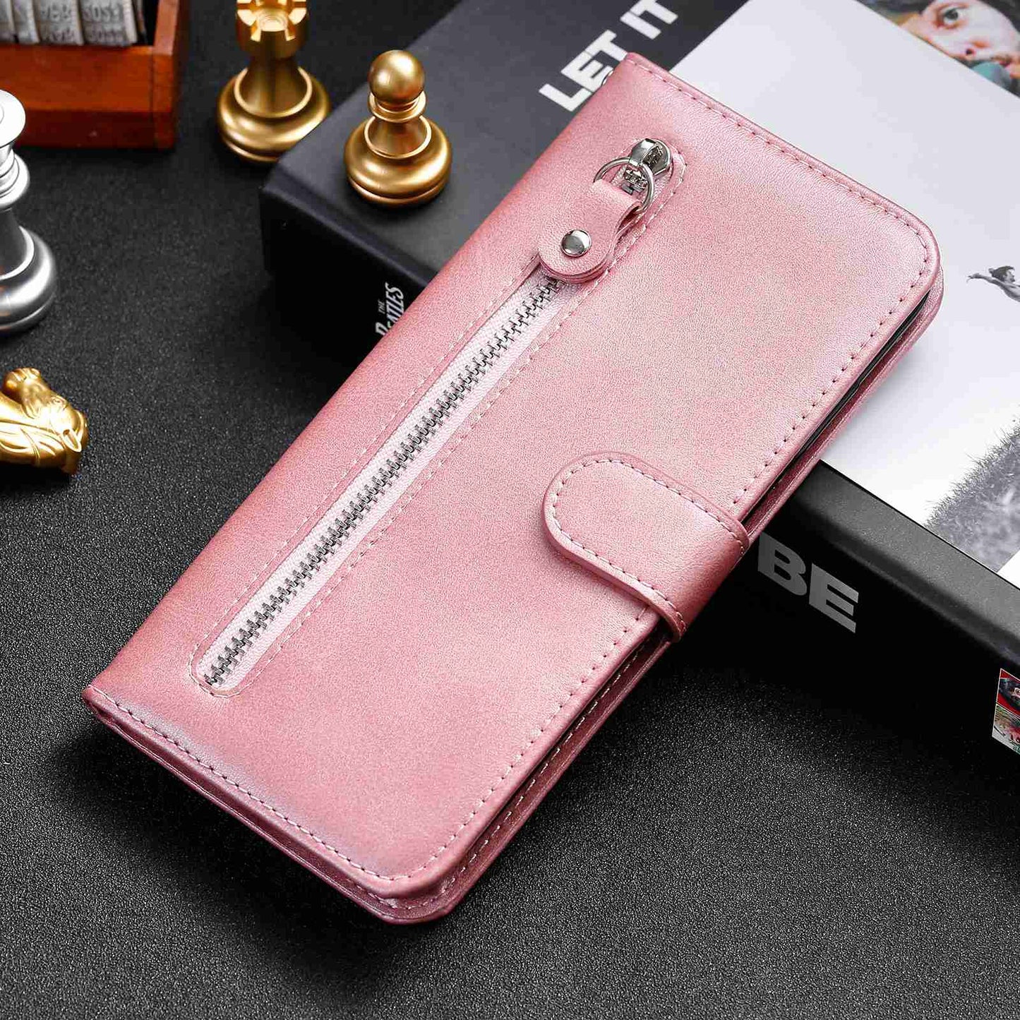 For Oppo Find X5 Magnetic Clasp Zipper Purse PU Leather Wallet Case Inner TPU Shockproof Stand Phone Cover