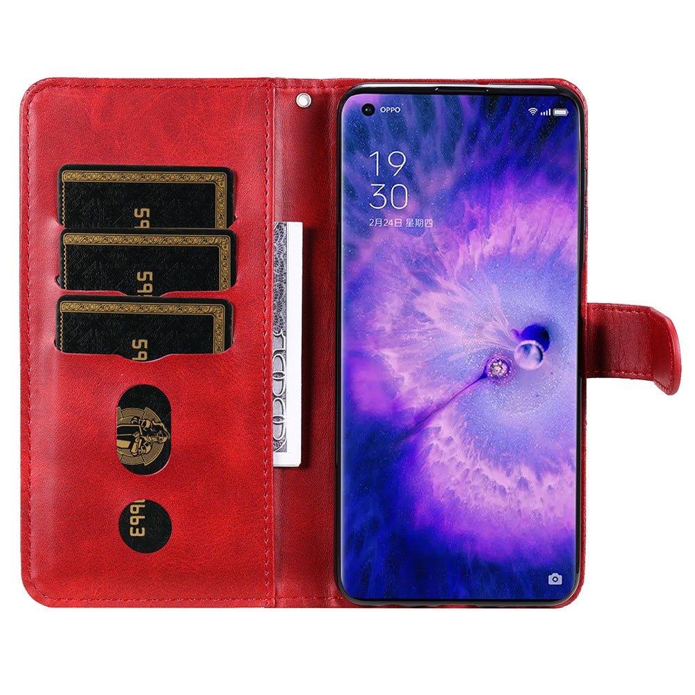 For Oppo Find X5 Magnetic Clasp Zipper Purse PU Leather Wallet Case Inner TPU Shockproof Stand Phone Cover