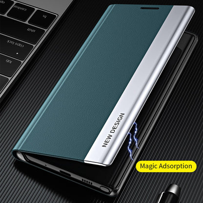 For Oppo Find X5 Pro Electroplating PU Leather Case Stand Magnetic Absorption Phone Cover