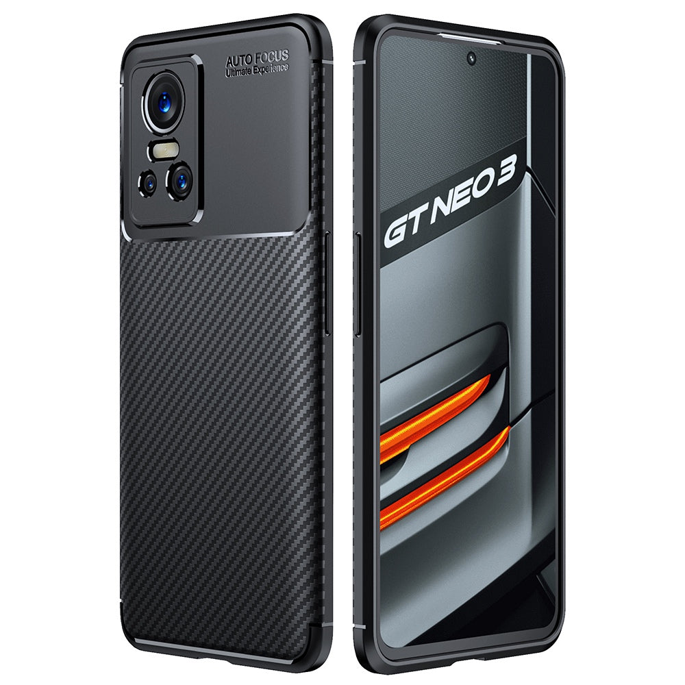 For Realme GT Neo3 Carbon Fiber Texture TPU Protective Cover Anti-fall Phone Case