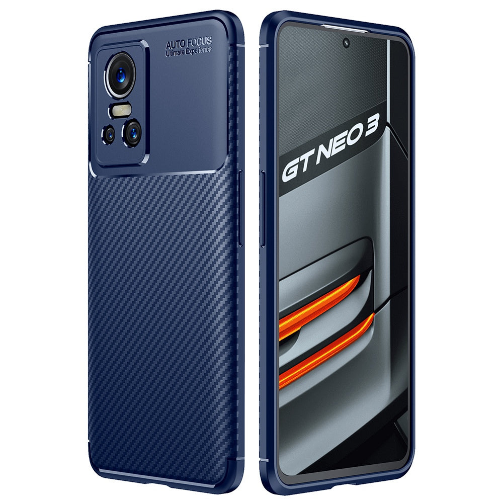 For Realme GT Neo3 Carbon Fiber Texture TPU Protective Cover Anti-fall Phone Case