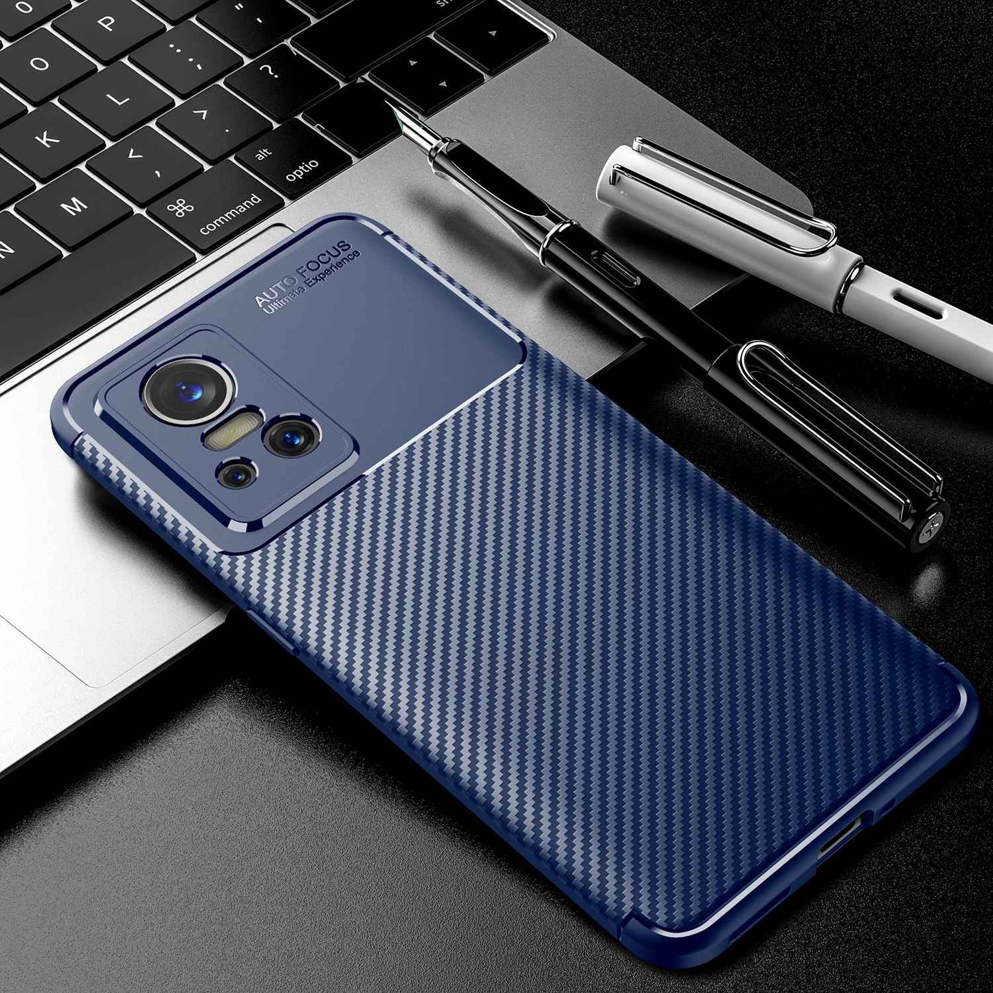 For Realme GT Neo3 Carbon Fiber Texture TPU Protective Cover Anti-fall Phone Case