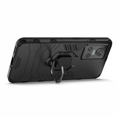 For Realme GT Neo3 Scratch-resistant Anti-drop Soft TPU + Hard PC Cover Ring Holder Kickstand Phone Case