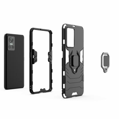 For Realme GT Neo3 Scratch-resistant Anti-drop Soft TPU + Hard PC Cover Ring Holder Kickstand Phone Case