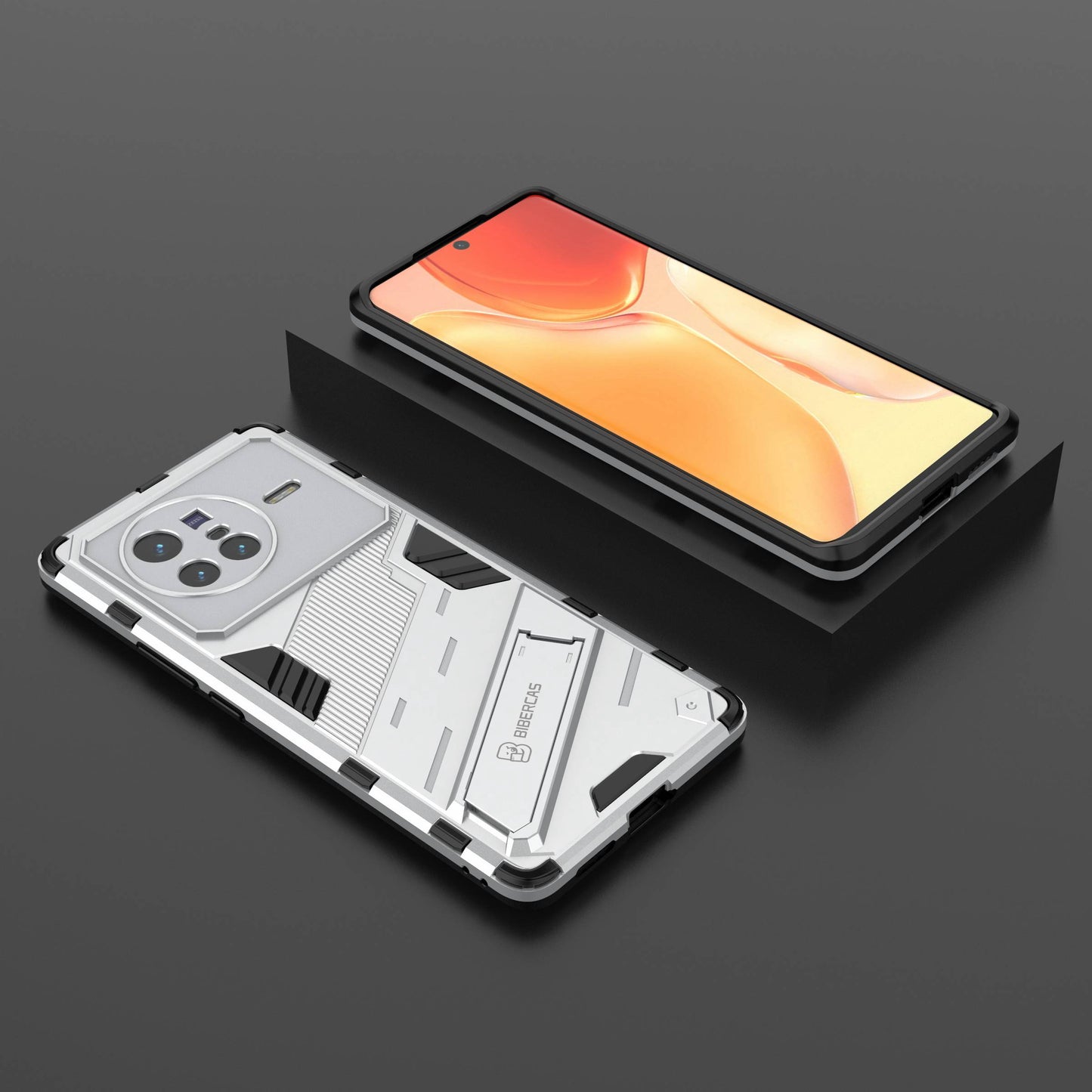 For vivo X80 5G Kickstand Combo PC + TPU Case Drop-proof Dual Layer Protective Cell Phone Shell