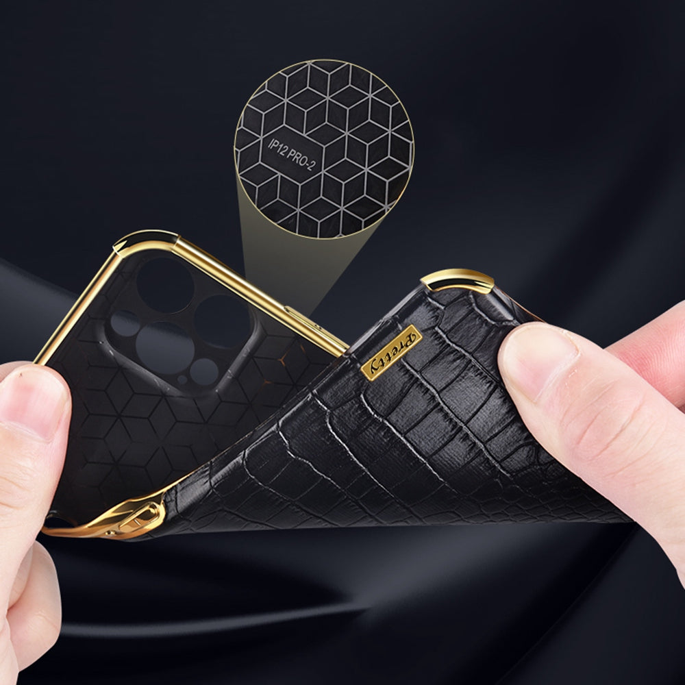 For Realme GT Neo3 Ring Holder Kickstand Case Crocodile Texture Leather Coated TPU 6D Electroplated Shockproof Protective Shell