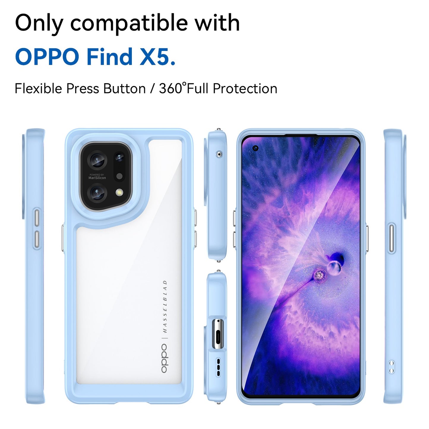 TPU + Acrylic Hybrid Case for Oppo Find X5, Independent Buttons Shockproof Protective Phone Cover