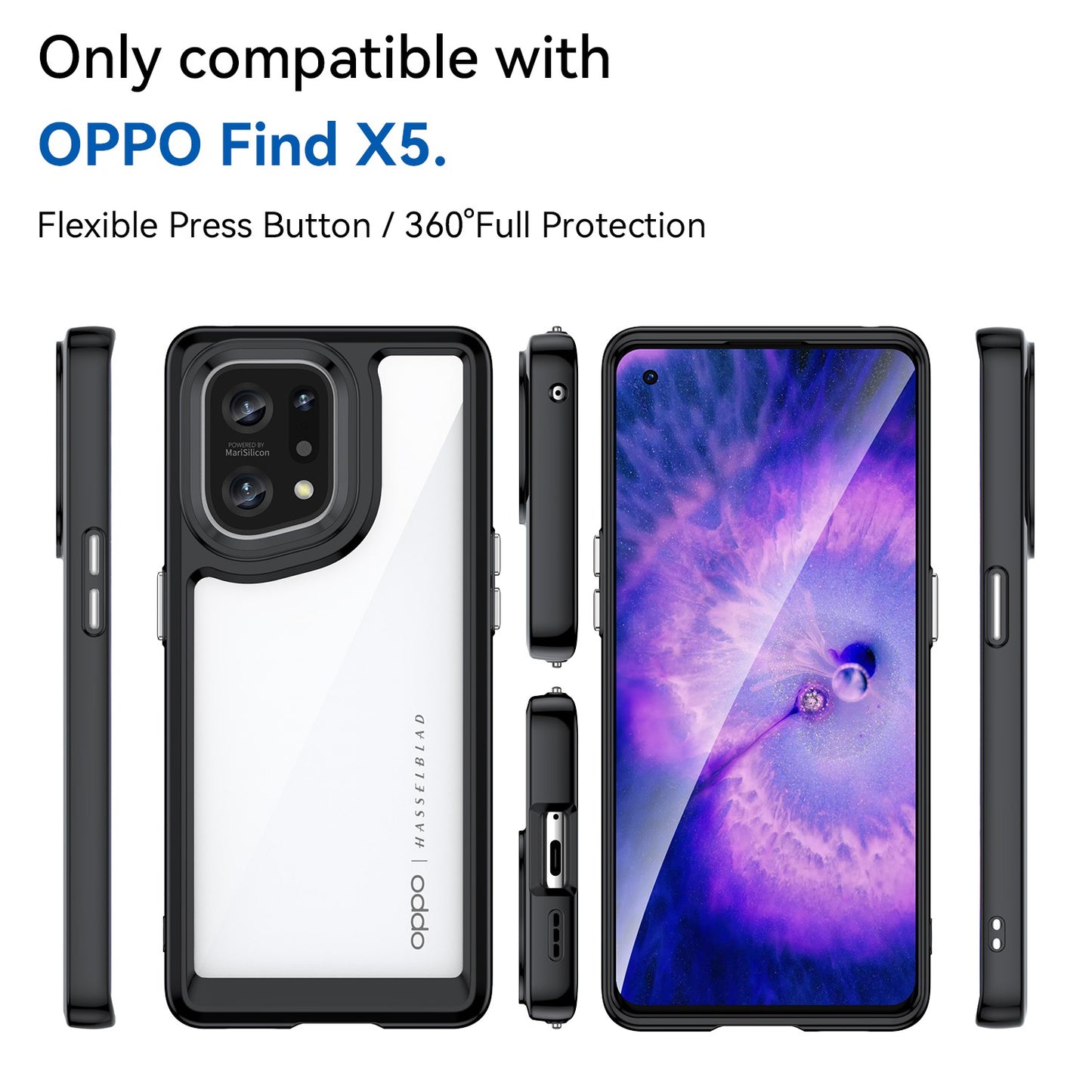 TPU + Acrylic Hybrid Case for Oppo Find X5, Independent Buttons Shockproof Protective Phone Cover