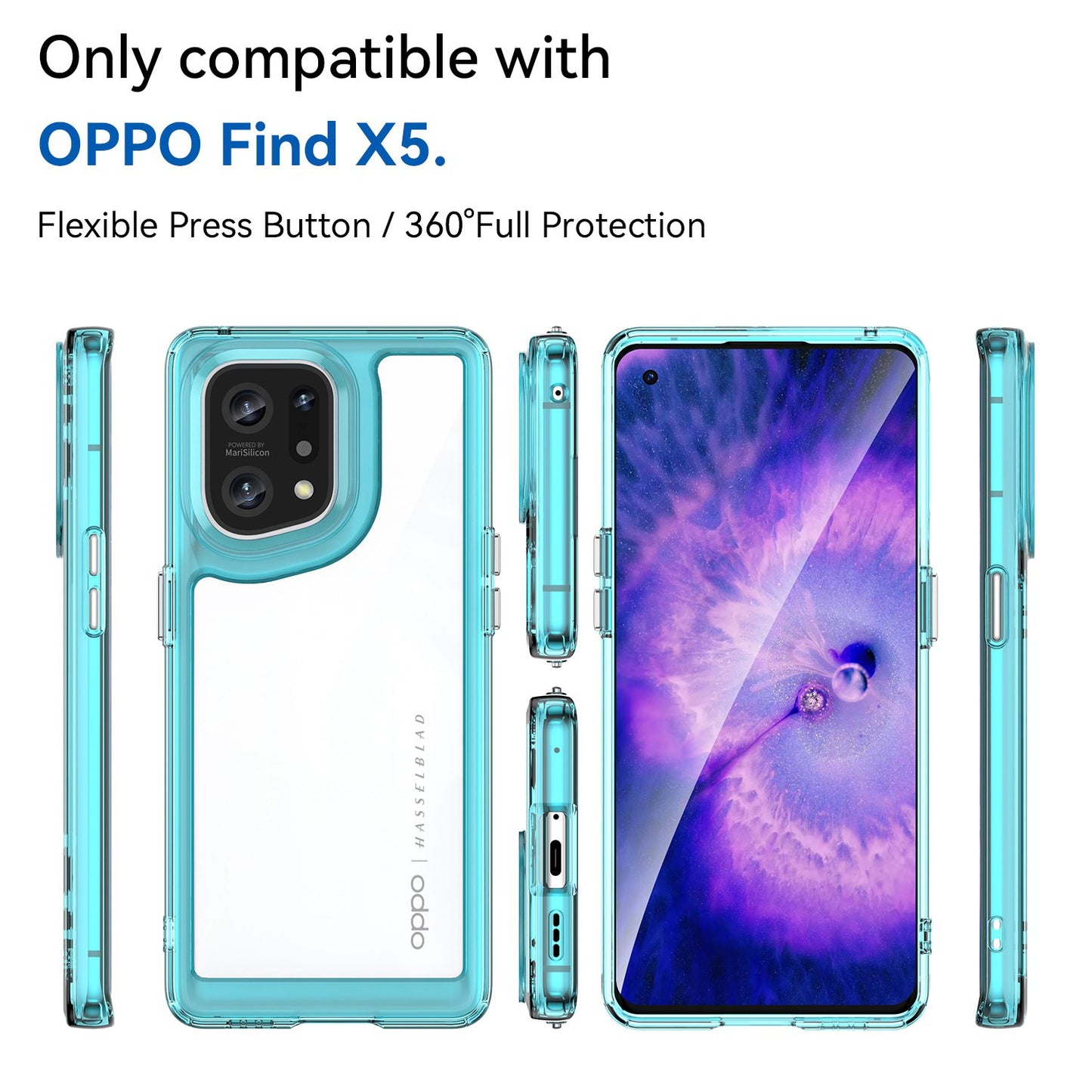 TPU + Acrylic Hybrid Case for Oppo Find X5, Independent Buttons Shockproof Protective Phone Cover