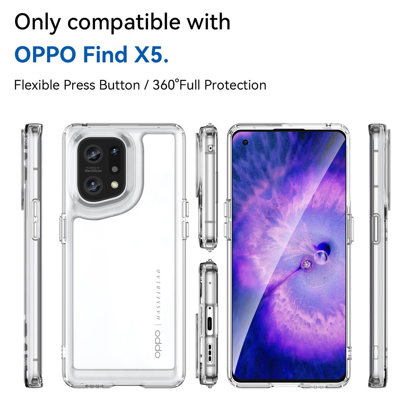 TPU + Acrylic Hybrid Case for Oppo Find X5, Independent Buttons Shockproof Protective Phone Cover