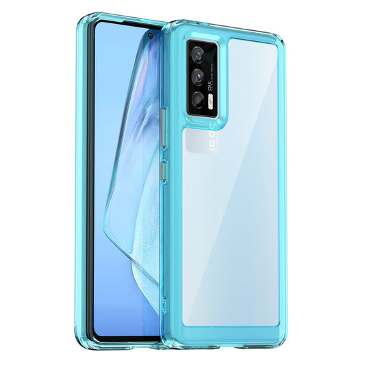 For vivo iQOO 7 (India) 5G/iQOO Neo5 Wear-resistant Anti-drop Transparent Back Case Hybrid Acrylic + TPU Mobile Phone Cover with Independent Buttons