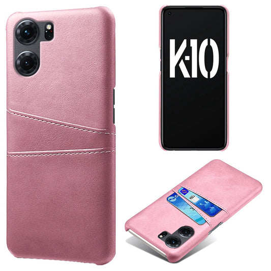 Anti-scratch Phone Case for Oppo K10 5G (China), Dual Card Slots PU Leather Coated Hard PC Cover