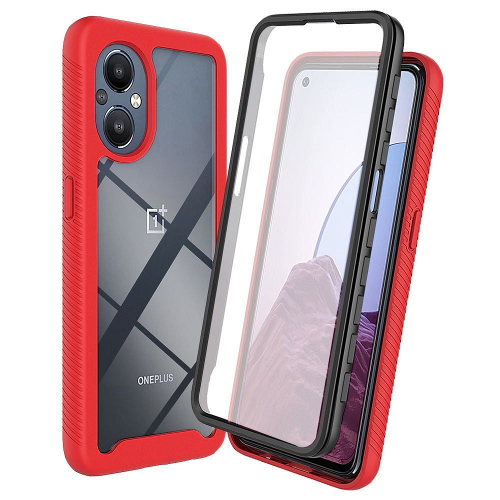 For OnePlus Nord N20 5G/Oppo Reno7 Z 5G/Reno7 Lite 5G/Reno8 Lite 5G Hard PC + Soft TPU Hybrid Case 3-in-1 Shockproof Phone Cover with PET Screen Protector