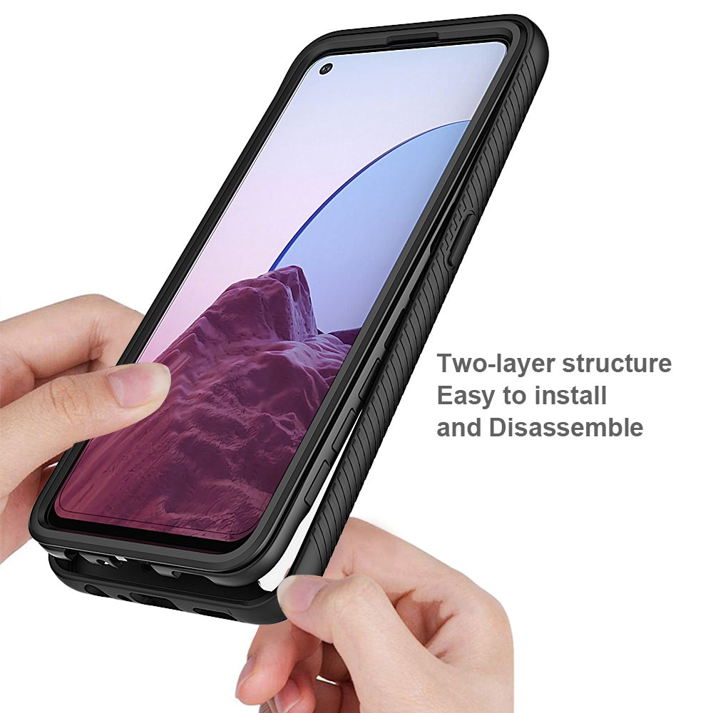 For OnePlus Nord N20 5G/Oppo Reno7 Z 5G/Reno7 Lite 5G/Reno8 Lite 5G Hard PC + Soft TPU Hybrid Case 3-in-1 Shockproof Phone Cover with PET Screen Protector