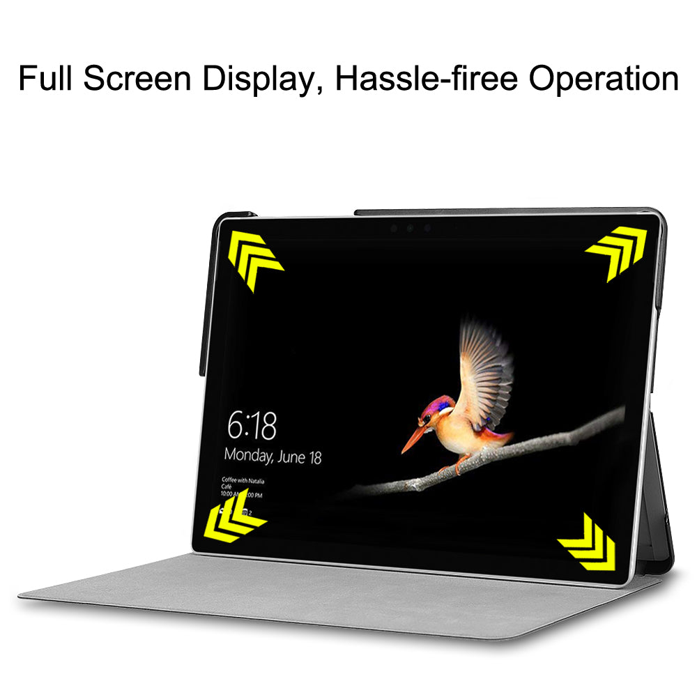 For Microsoft Surface Go/Go 2/Go3 Tri-fold Stand PU Leather + PC Tablet Case Cover with Pen Slot