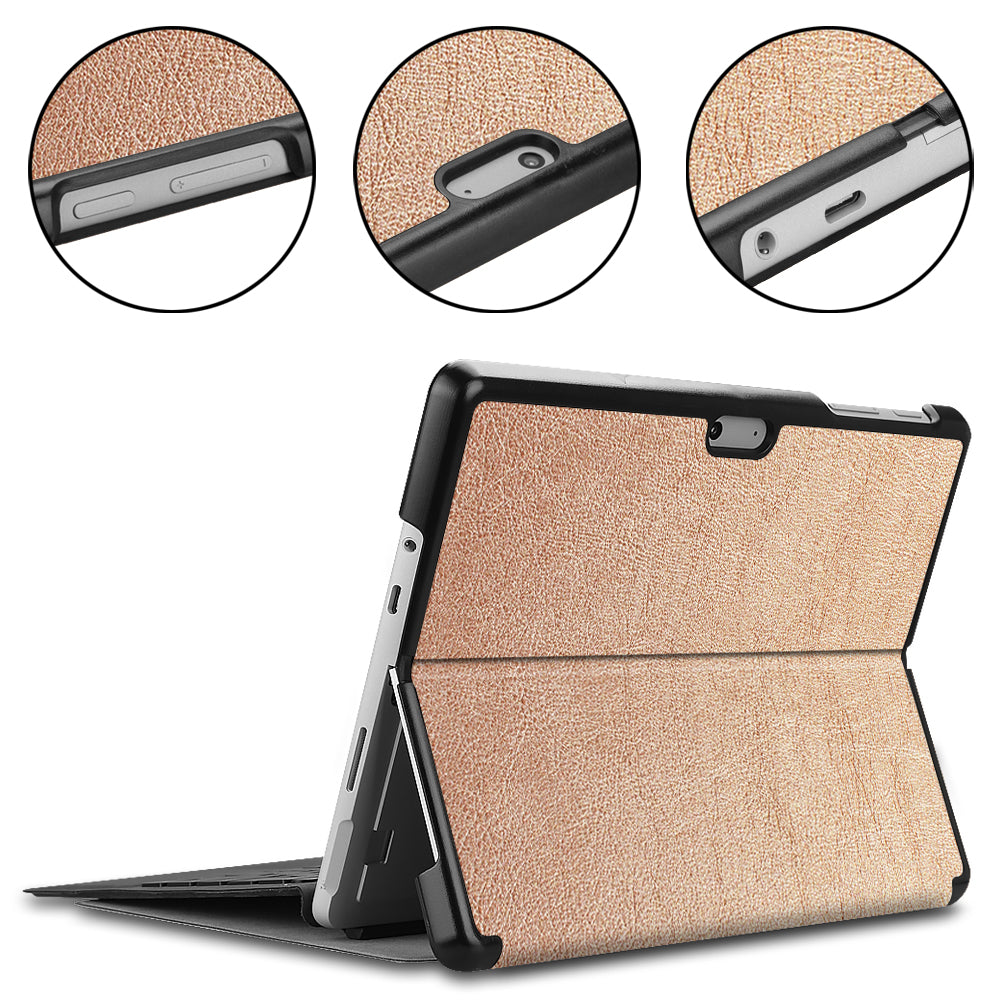 For Microsoft Surface Go/Go 2/Go3 Tri-fold Stand PU Leather + PC Tablet Case Cover with Pen Slot