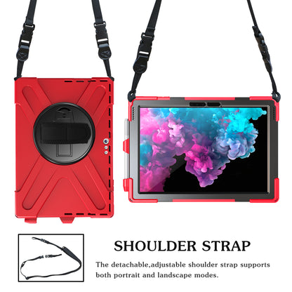 For Microsoft Surface Pro 7 6 5 4 [X-Shape] PC + TPU Combo Case / 360 Degree Swivel Kickstand / Hand Strap and Shoulder Strap