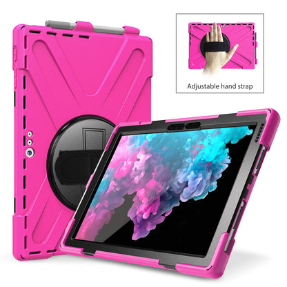 For Microsoft Surface Pro 7 6 5 4 [X-Shape] PC + TPU Combo Case / 360 Degree Swivel Kickstand / Hand Strap and Shoulder Strap