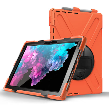 For Microsoft Surface Pro 7 6 5 4 [X-Shape] PC + TPU Combo Case / 360 Degree Swivel Kickstand / Hand Strap and Shoulder Strap